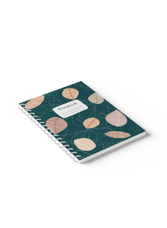 LOWHA Spiral Notebook Leaf Pattern Blue Bg Blue/Red/Pink/White - Image 5