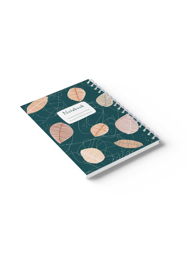 LOWHA Spiral Notebook Leaf Pattern Blue Bg Blue/Red/Pink/White - Image 4