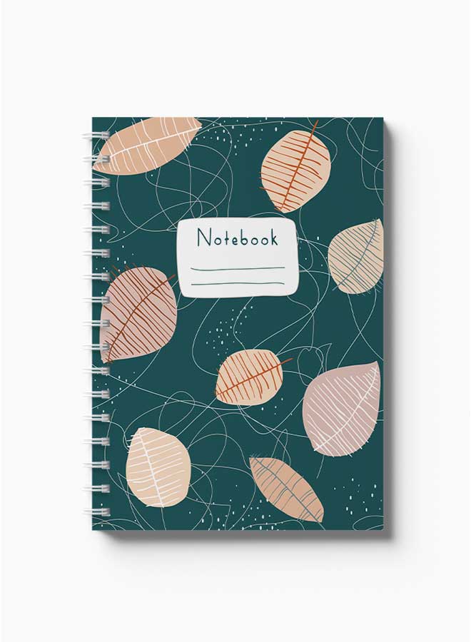 LOWHA Spiral Notebook Leaf Pattern Blue Bg Blue/Red/Pink/White - Image 2