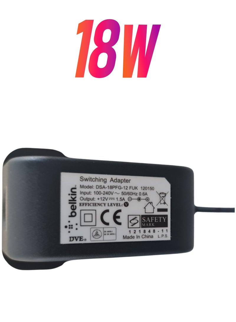 belkin CE Certified Universal Power Supply Adapter - 12V 1.5A Output Black - Image 1