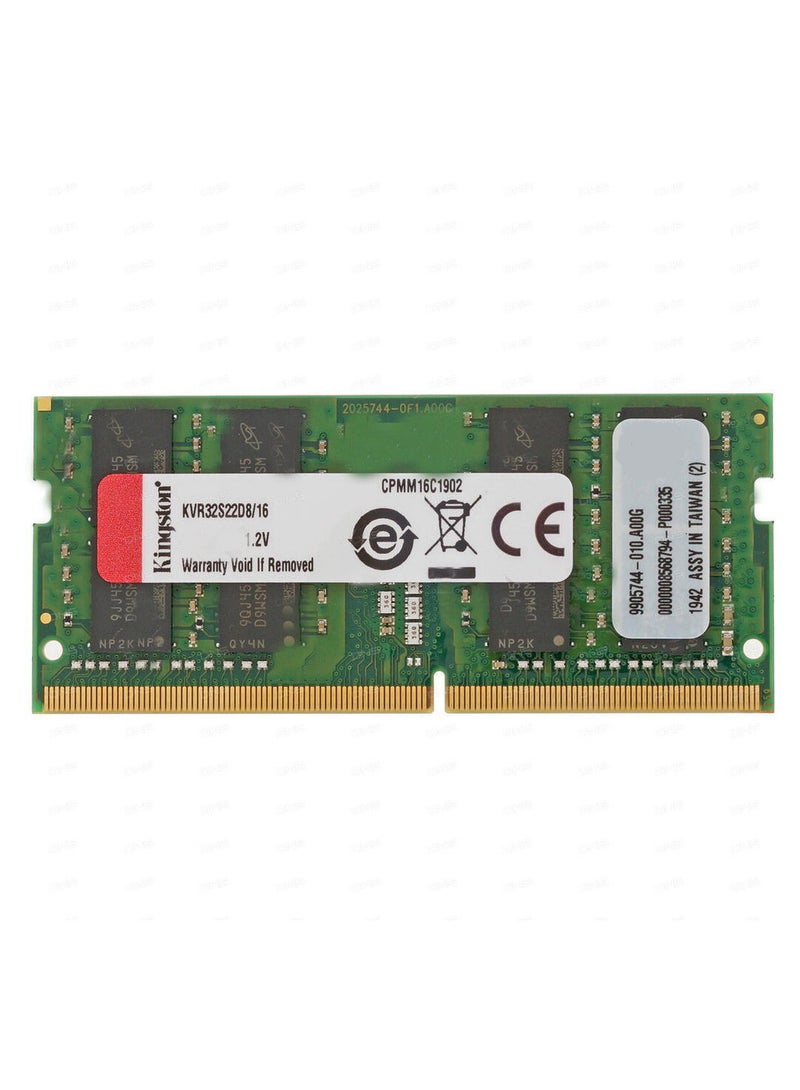 Kingston Ram KVR32S22D8/16 Laptop 16Gb 3200Mt/s DDR4 Non-ECC CL22 SODIMM 2Rx8  - Image 1