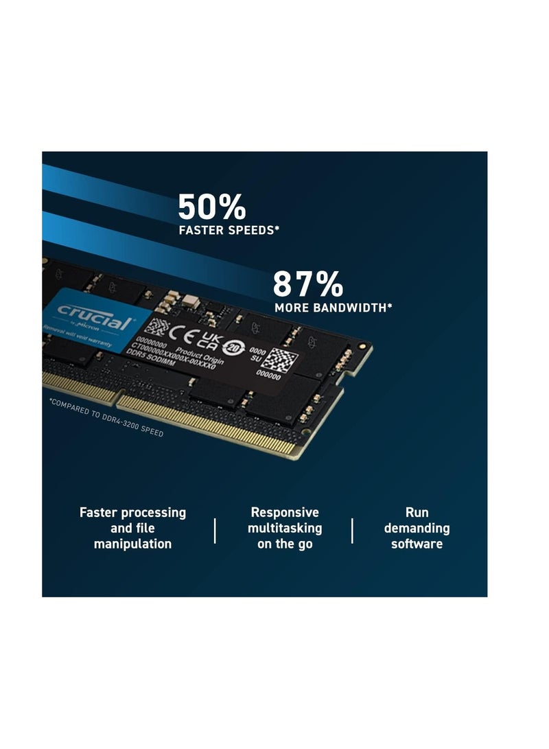 crucial - Crucial RAM CT16G48C40S5 16GB DDR5 4800MHz CL40 Laptop Memory, Black 16 GB - Image 1
