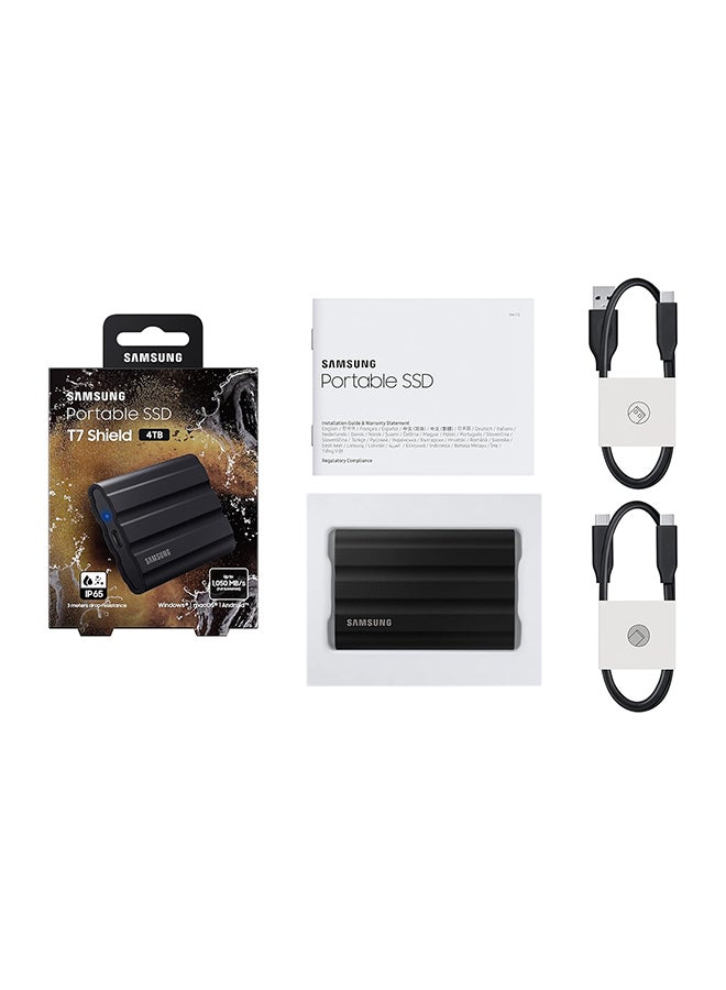 سامسونج SSD محمول T7 Shield سعة 4 تيرابايت - USB 3.2 Gen.2 SSD خارجي أسود (MU-PE4T0S/EU) 4 تيرابايت - Image 2