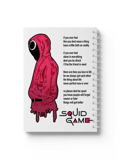 LOWHA Spiral Notebook Squid Game & Quote White/Pink/Black  - Image 1