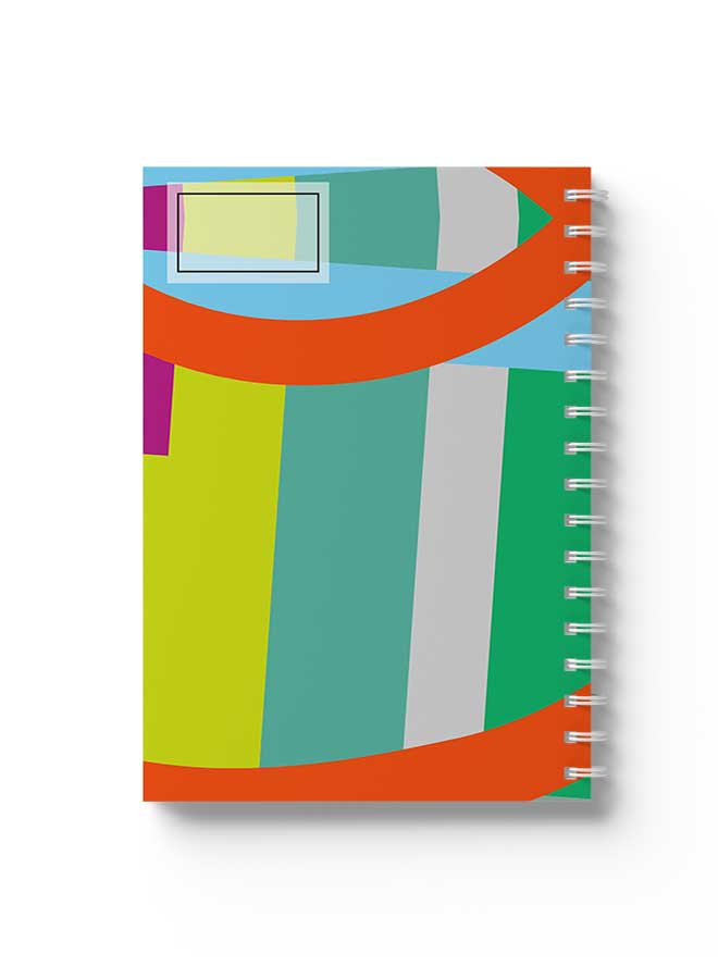LOWHA Spiral Notebook Abstract Colorful Shapes3 Purple/Orange/Yellow/Green - Image 1