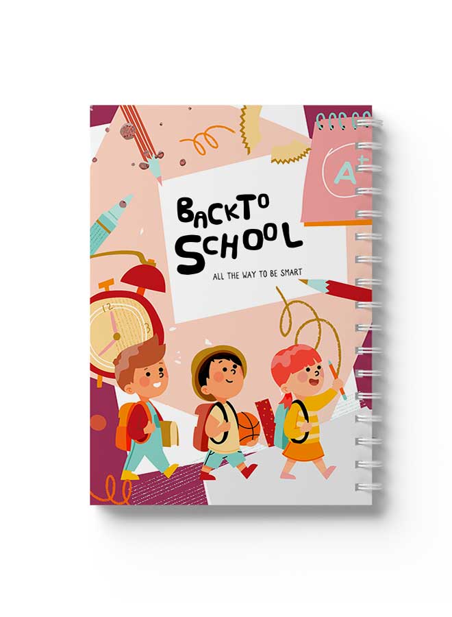لوحة دفتر دوامي للعودة إلى المدرسة للأطفال رسم أحمر/أزرق/أصفر/أسود/وردي - Image 1
