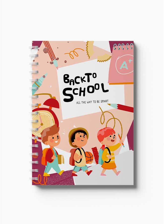 لوحة دفتر دوامي للعودة إلى المدرسة للأطفال رسم أحمر/أزرق/أصفر/أسود/وردي - Image 2