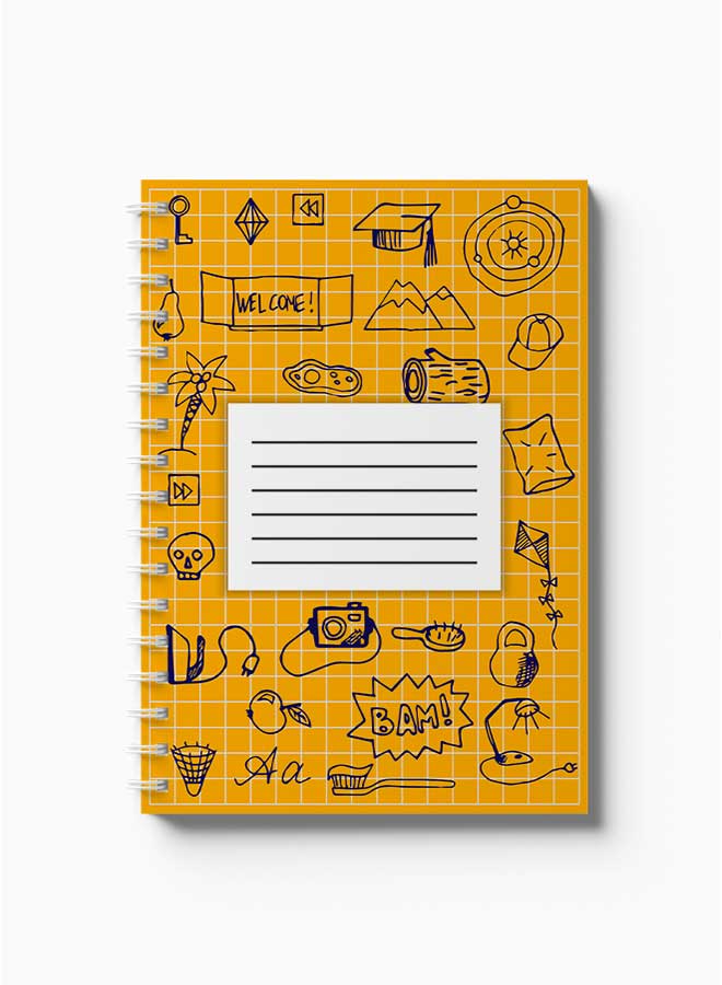 لوحة دفتر ملاحظات حلزوني خطوط العودة إلى المدرسة 1 أصفر/أسود/ - Image 2