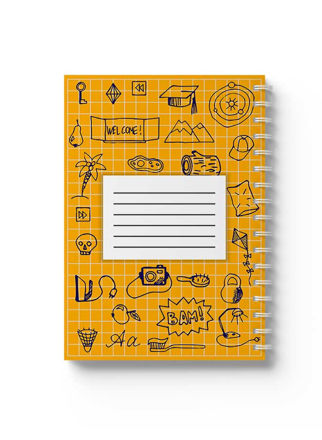 لوحة دفتر ملاحظات حلزوني خطوط العودة إلى المدرسة 1 أصفر/أسود/ - Image 1