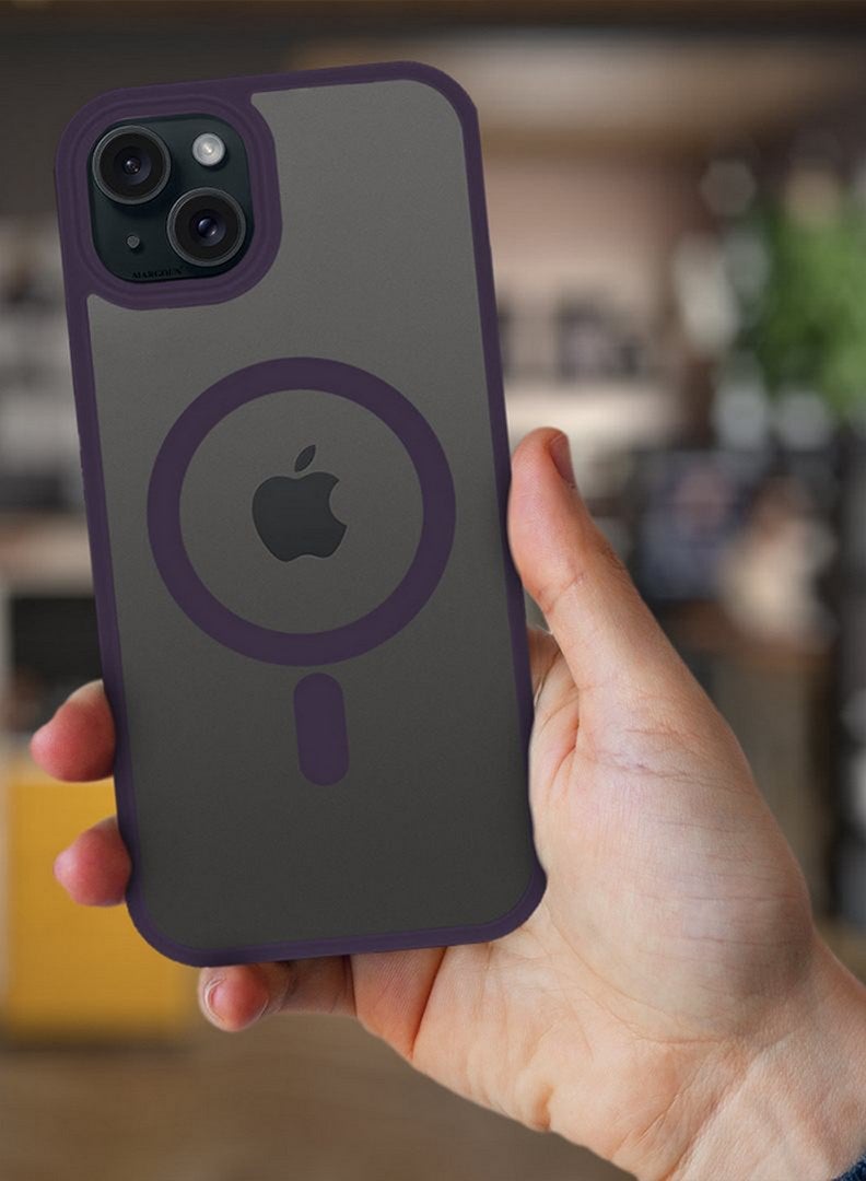 مارجون غطاء حماية كامل للكاميرا الخلفية لجهاز آيفون 15 بلس وزوايا معززة مقاومة للخدش يدعم الشحن المغناطيسي جسم شفاف - Image 2