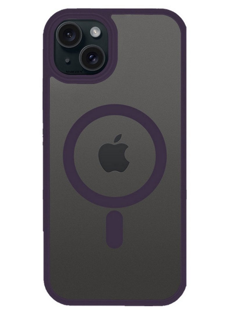 مارجون غطاء حماية كامل للكاميرا الخلفية لجهاز آيفون 15 بلس وزوايا معززة مقاومة للخدش يدعم الشحن المغناطيسي جسم شفاف - Image 1