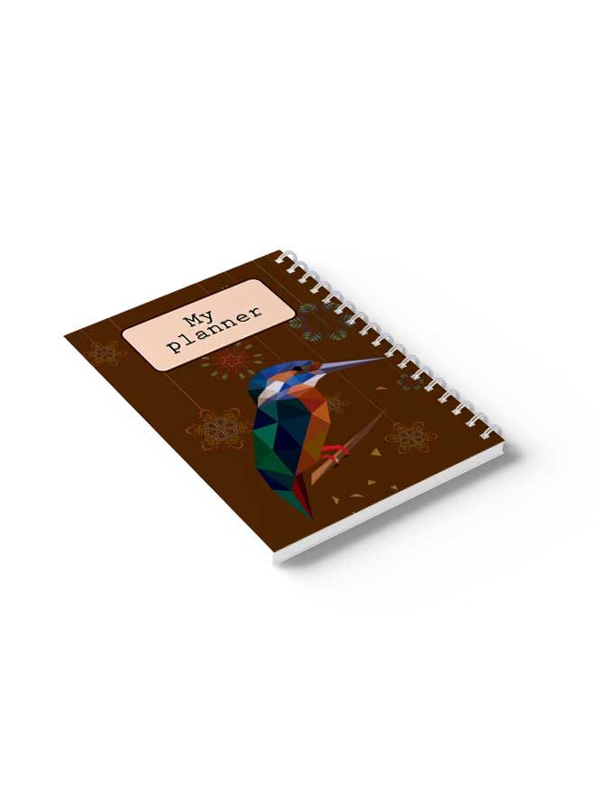 LOWHA Spiral Notebook Polygonal Design With Bird1 Brown/Pink/Blue - Image 4
