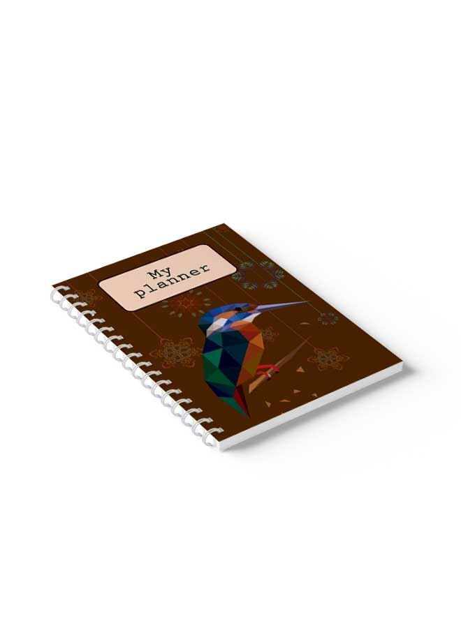 LOWHA Spiral Notebook Polygonal Design With Bird1 Brown/Pink/Blue - Image 5