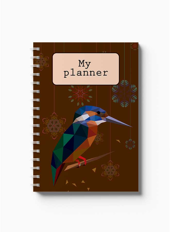 LOWHA Spiral Notebook Polygonal Design With Bird1 Brown/Pink/Blue - Image 2