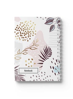 Spiral Notebook Hand Draw Abstract Floral Art5 Brown/Gold/White/Blue