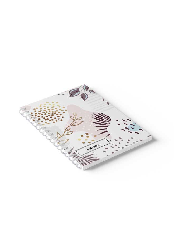 LOWHA - Spiral Notebook Hand Draw Abstract Floral Art5 Brown/Gold/White/Blue - Image 1