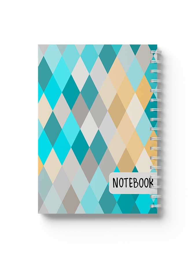 LOWHA Spiral Notebook Seamless Patterns Rhombuses Green/Grey/Orange - Image 1