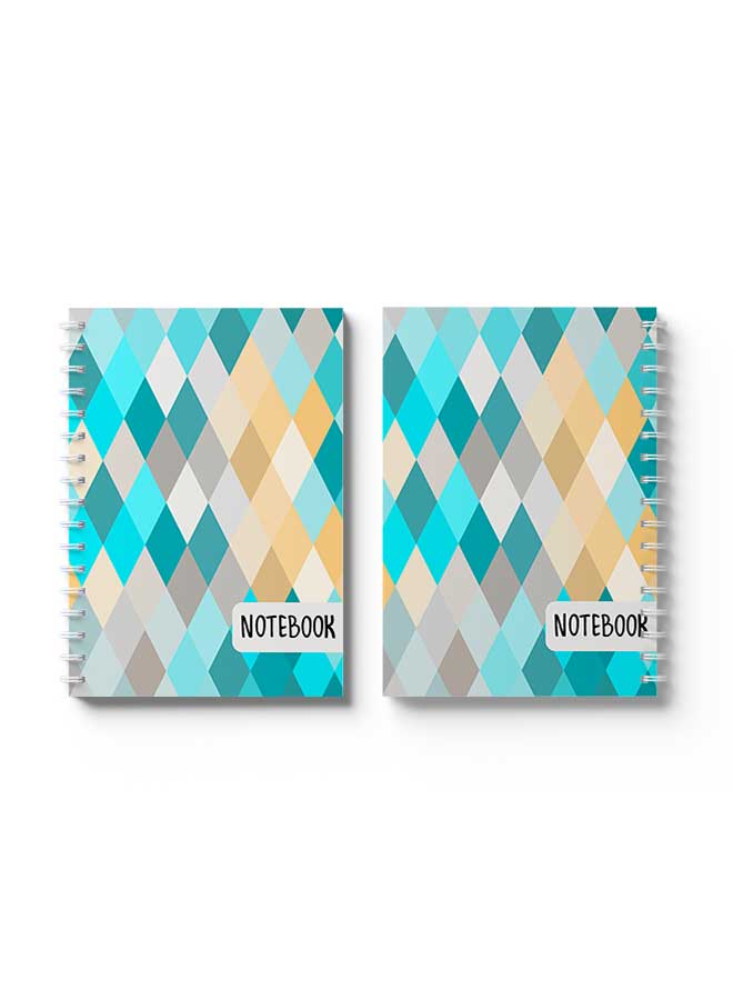 LOWHA Spiral Notebook Seamless Patterns Rhombuses Green/Grey/Orange - Image 3