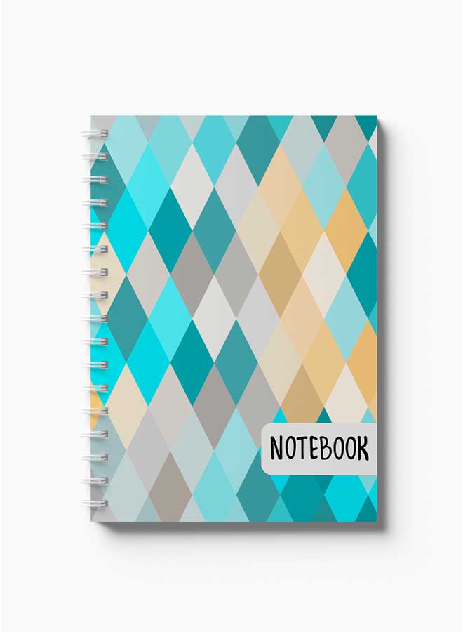 LOWHA Spiral Notebook Seamless Patterns Rhombuses Green/Grey/Orange - Image 2