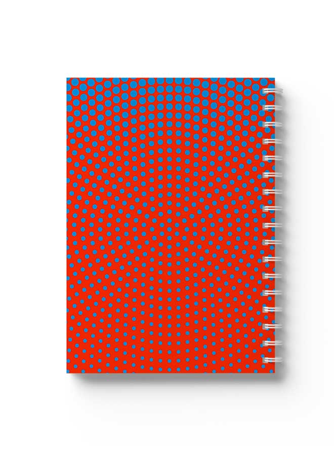LOWHA Spiral Notebook Circular Halftone Blue Pattern Red/Blue/ - Image 1