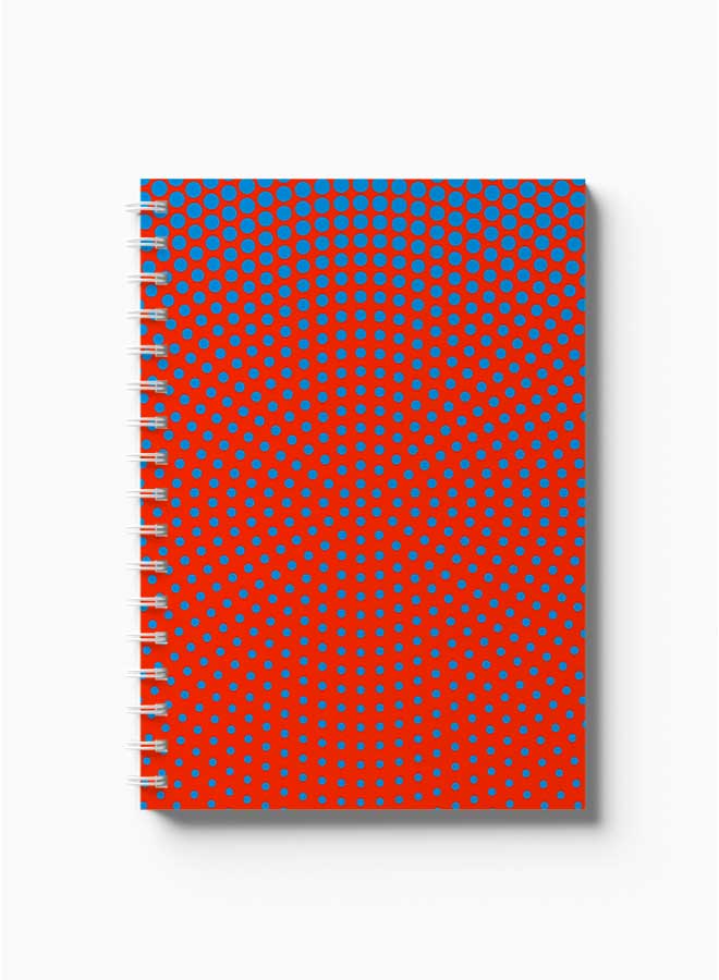 LOWHA Spiral Notebook Circular Halftone Blue Pattern Red/Blue/ - Image 2