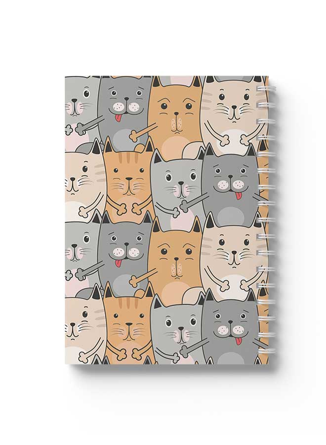 LOWHA Spiral Notebook Cute Cats Pattern Nb1 Grey/Orange - Image 1