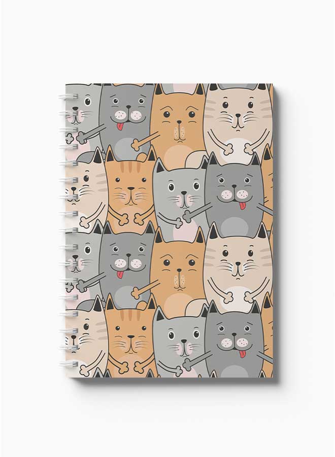LOWHA Spiral Notebook Cute Cats Pattern Nb1 Grey/Orange - Image 2