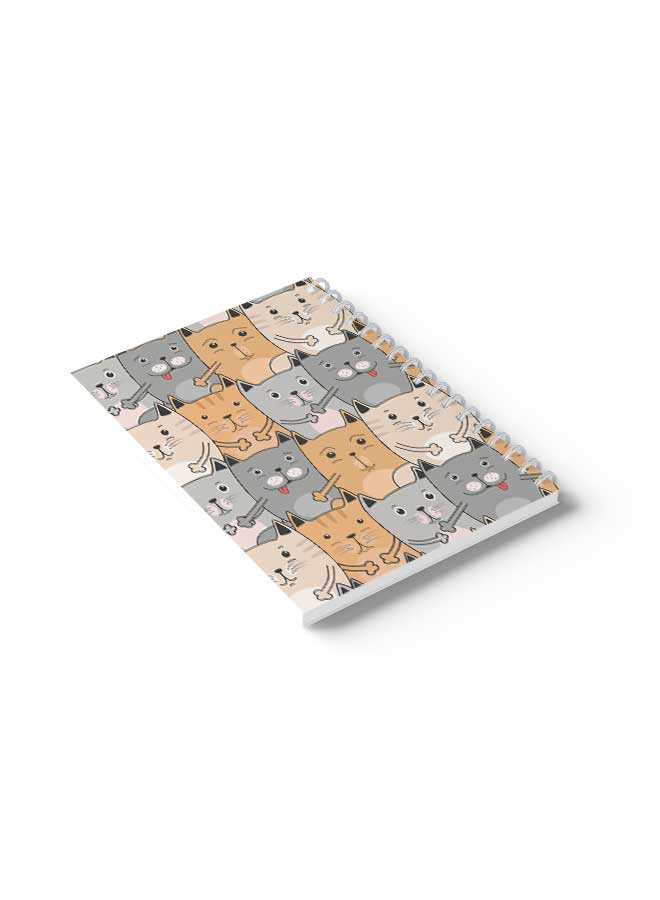 LOWHA Spiral Notebook Cute Cats Pattern Nb1 Grey/Orange - Image 4