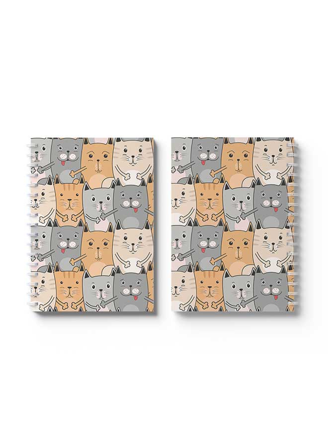 LOWHA Spiral Notebook Cute Cats Pattern Nb1 Grey/Orange - Image 3