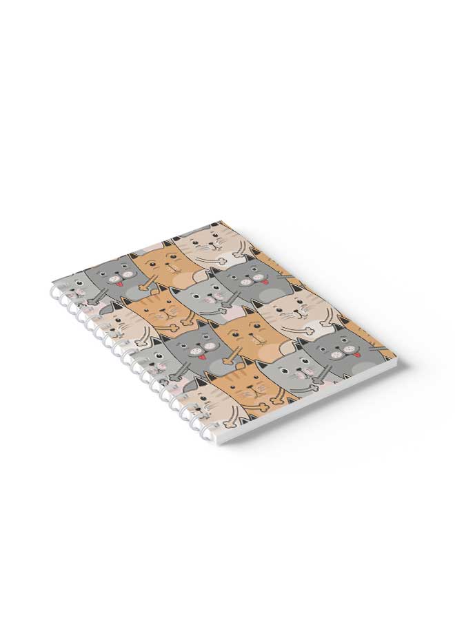 LOWHA Spiral Notebook Cute Cats Pattern Nb1 Grey/Orange - Image 5