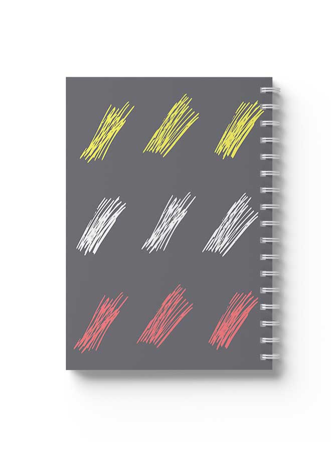 LOWHA Spiral Notebook Hand Drawn Doodle Brushes Grey/Yellow/Pink/White - Image 1