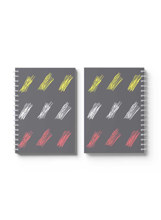 LOWHA Spiral Notebook Hand Drawn Doodle Brushes Grey/Yellow/Pink/White - Image 3