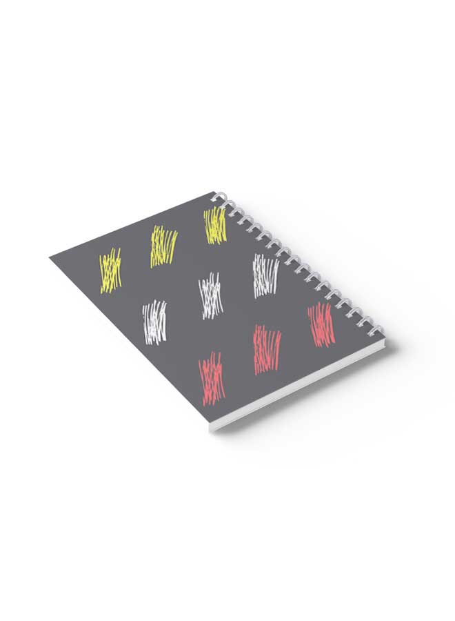 LOWHA Spiral Notebook Hand Drawn Doodle Brushes Grey/Yellow/Pink/White - Image 4