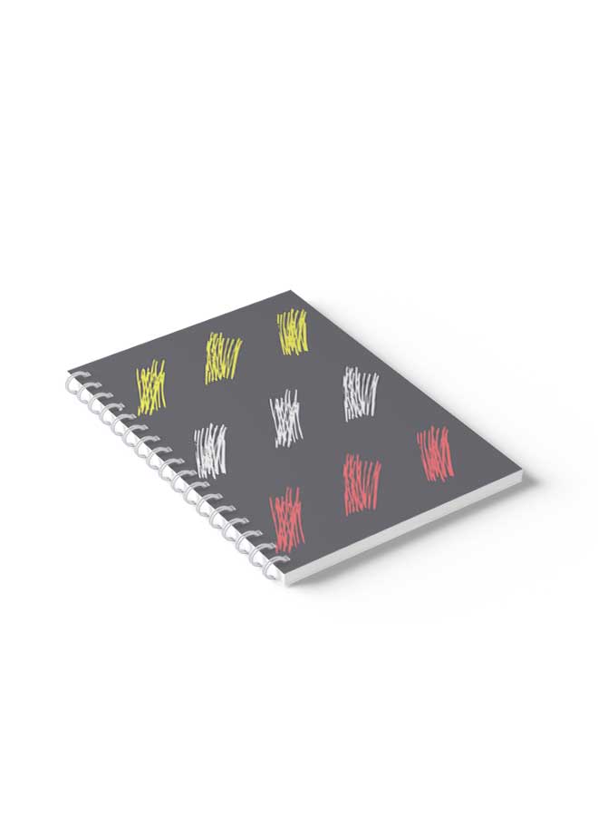 LOWHA Spiral Notebook Hand Drawn Doodle Brushes Grey/Yellow/Pink/White - Image 5