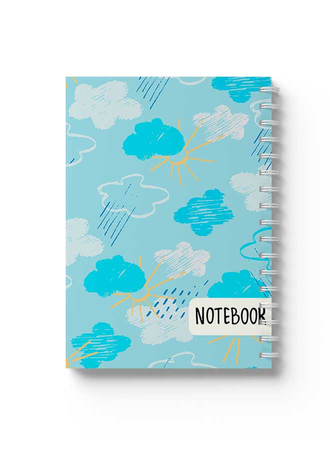 LOWHA Spiral Notebook Rain Doodle Pattern Blue/White/Yellow/Black - Image 1