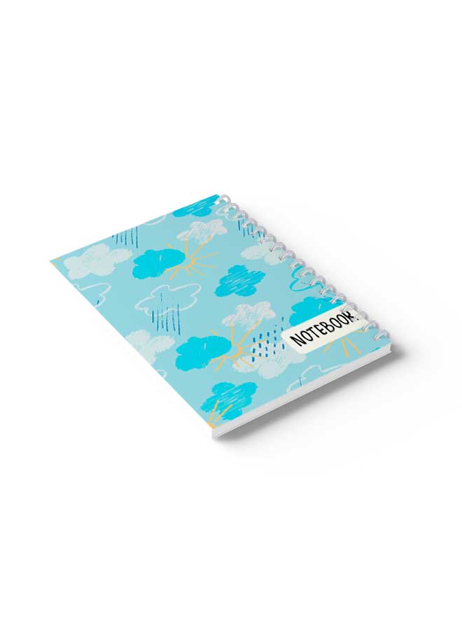 LOWHA Spiral Notebook Rain Doodle Pattern Blue/White/Yellow/Black - Image 4
