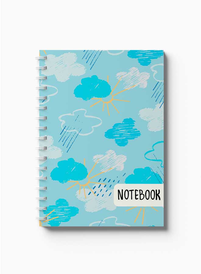 LOWHA Spiral Notebook Rain Doodle Pattern Blue/White/Yellow/Black - Image 2