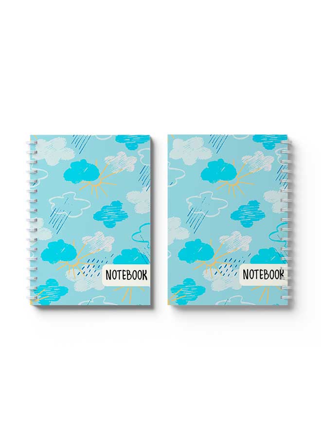 LOWHA Spiral Notebook Rain Doodle Pattern Blue/White/Yellow/Black - Image 3