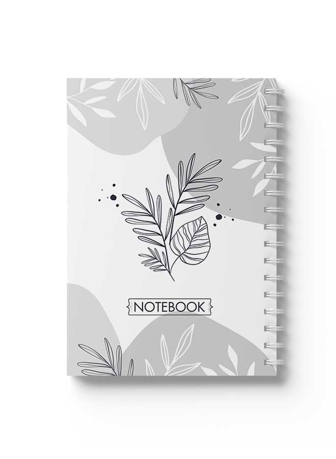 LOWHA Spiral Notebook Hand Draw Floral Design1 Black/White/ - Image 1
