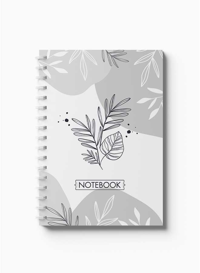 LOWHA Spiral Notebook Hand Draw Floral Design1 Black/White/ - Image 2