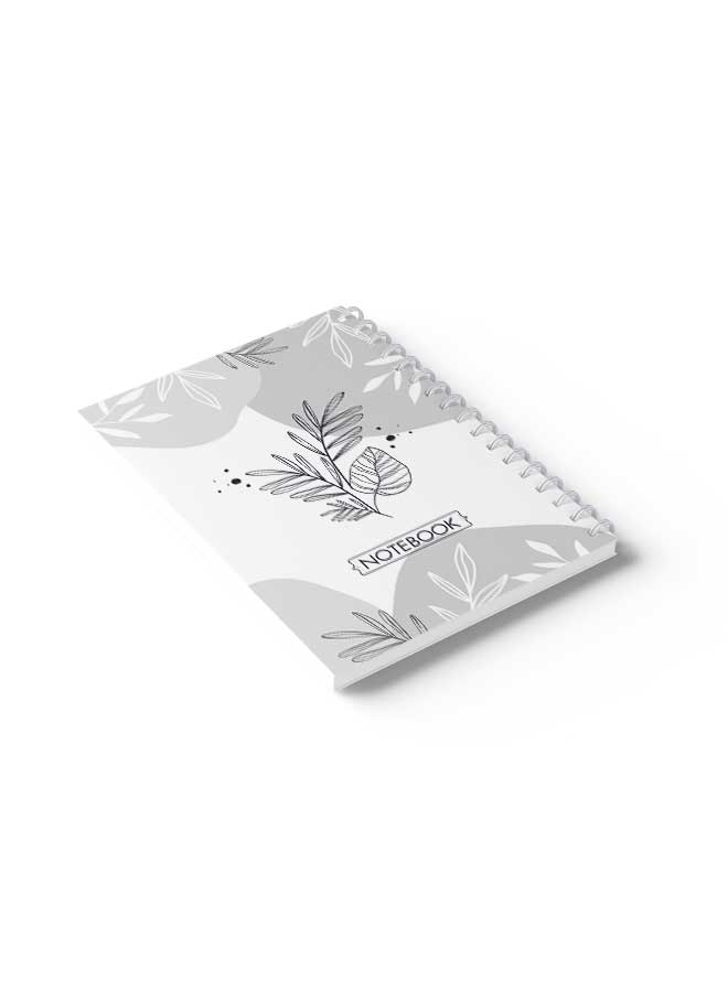 LOWHA Spiral Notebook Hand Draw Floral Design1 Black/White/ - Image 4