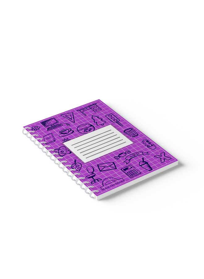 LOWHA Spiral Notebook Back To School Grid Lines3 Purple/Black - Image 5