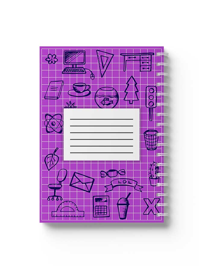 LOWHA Spiral Notebook Back To School Grid Lines3 Purple/Black - Image 1