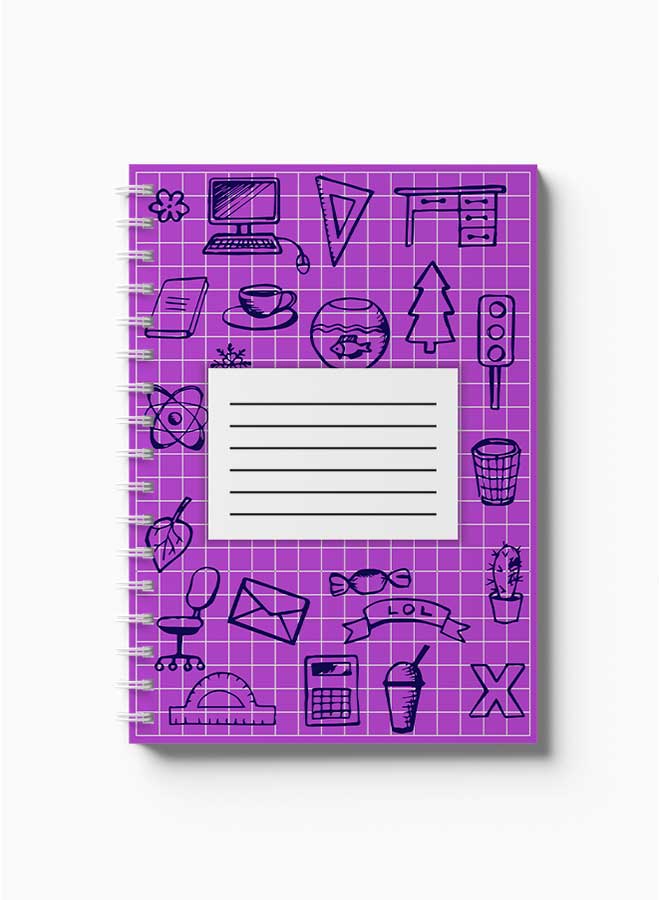 LOWHA Spiral Notebook Back To School Grid Lines3 Purple/Black - Image 2