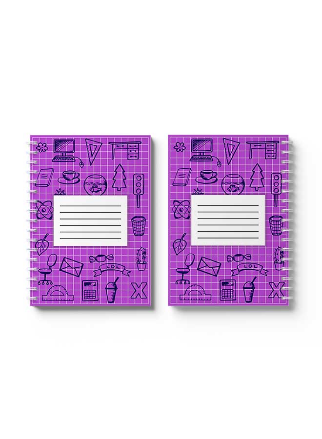LOWHA Spiral Notebook Back To School Grid Lines3 Purple/Black - Image 3
