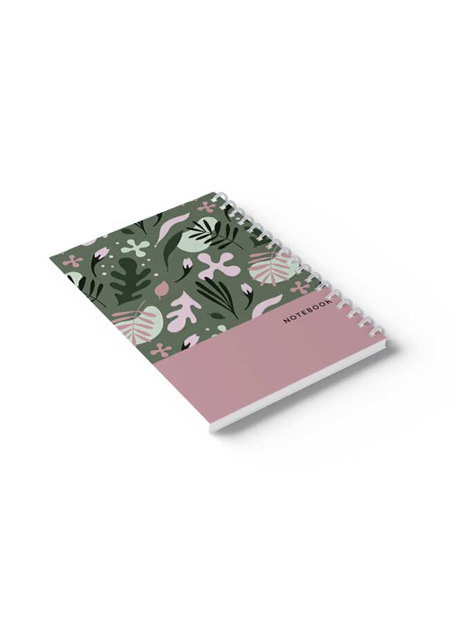 لوحة Spiral Notebook Floral Design Green Bg Pink/White/Green - Image 4