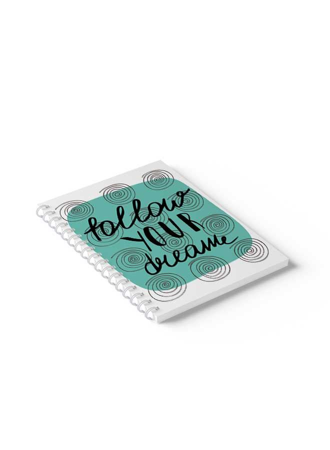 LOWHA Spiral Notebook Nb Follow Your Dream Doodle Art White/Green/Black - Image 5