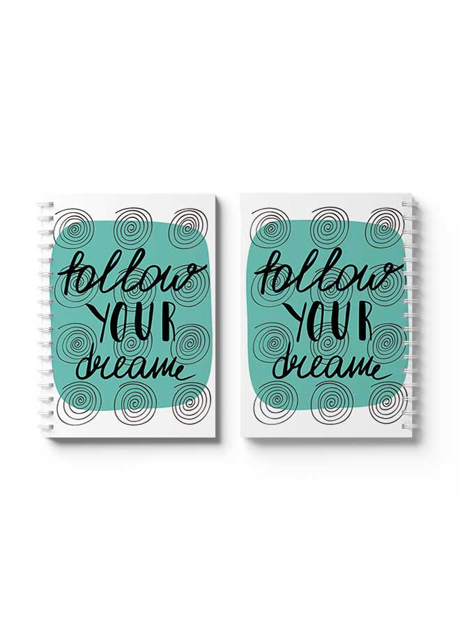LOWHA Spiral Notebook Nb Follow Your Dream Doodle Art White/Green/Black - Image 3