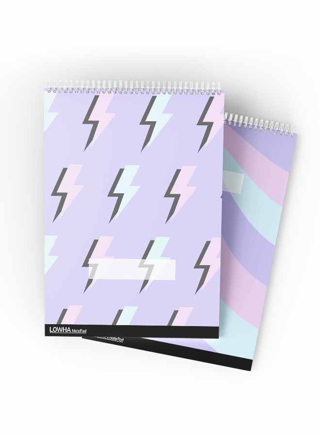 LOWHA Set Of 2 Spiral Notepads Each With 50 Sheets And A Hard Paper Cover With Colorful Patterns Design For Purple/Pink/Green - Image 3