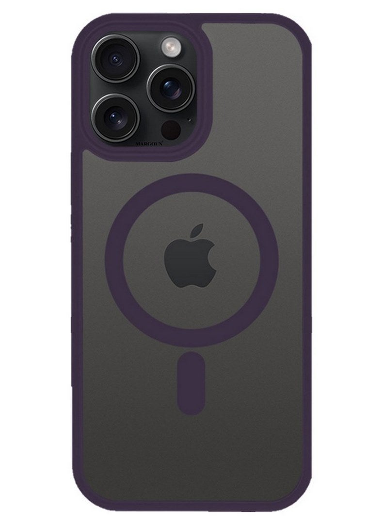 MARGOUN iPhone 15 Pro Max Back Full Camera Protection And Reinforced Corners Scratch Resistant Cover Support Magnetic Charging Transparent Body Dark Red - Image 1